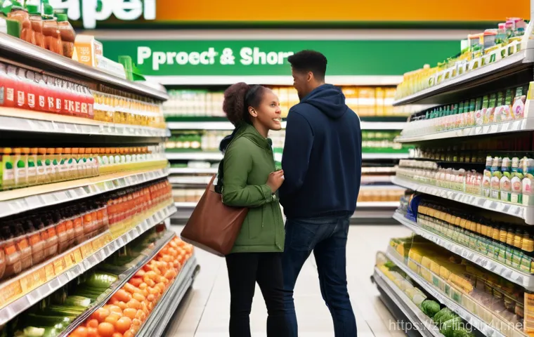 프레임 이론과 언어 - **Framing Effect on Consumer Choice**: A photo-realistic image of a diverse group of shoppers, rangi...