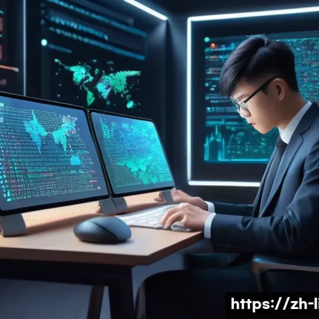 전산언어학 개념 - A detailed, modern digital illustration of a computational linguist’s workspace, featuring multiple ...